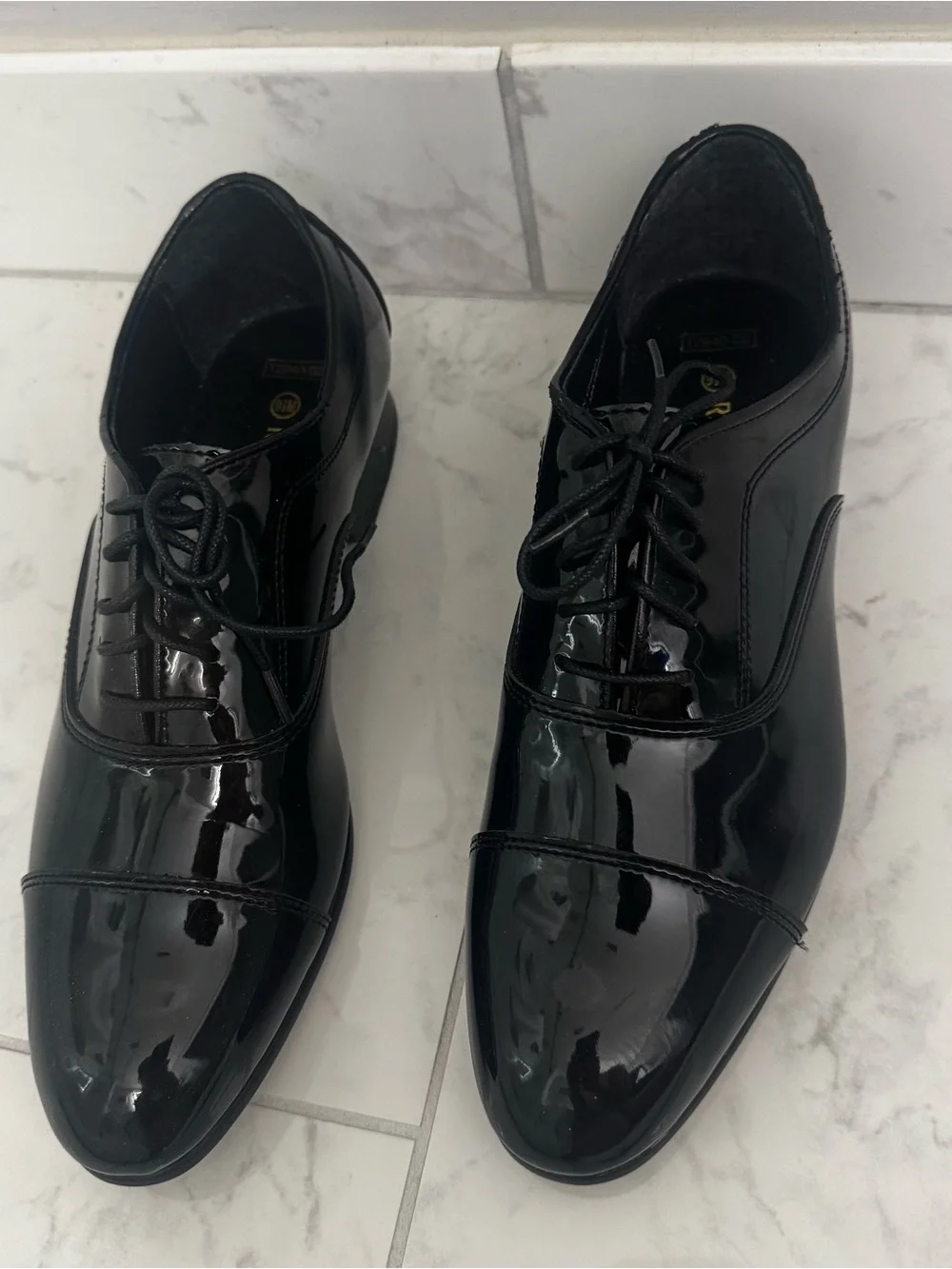 Raffi Black Patent Leather Cap-Toe Oxfords